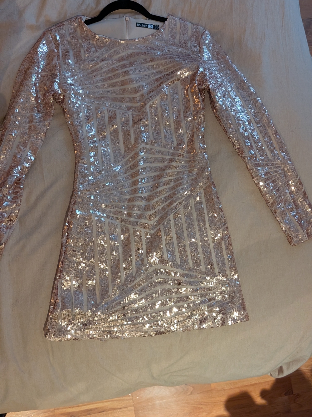 Boohoo Rose Gold Sequin Party Dress